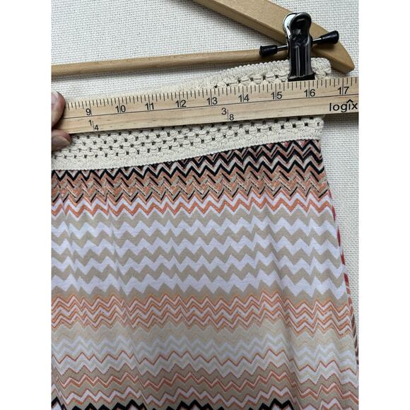 Maxi Skirt XL W/ Wide Waist Band Stretch Zig Zag Stripes Boho Hippie Whimsy - Picture 4 of 9